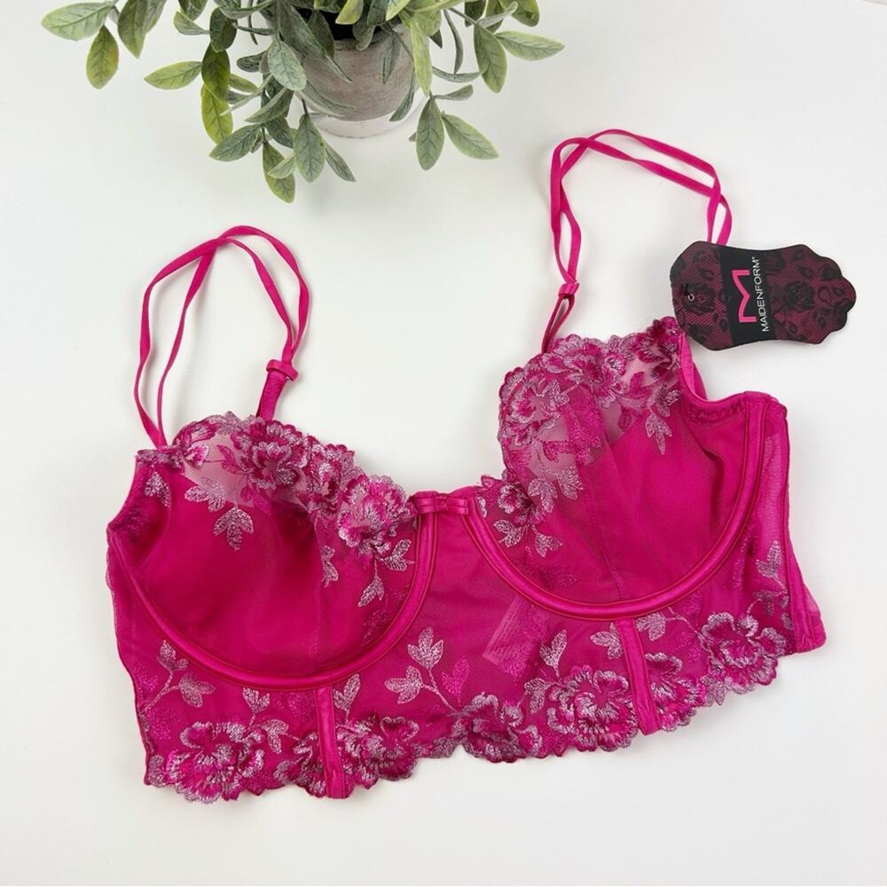 Maidenform Extra Sexy Embroidered-Lace Balconette DM1114 Pink Size 34D